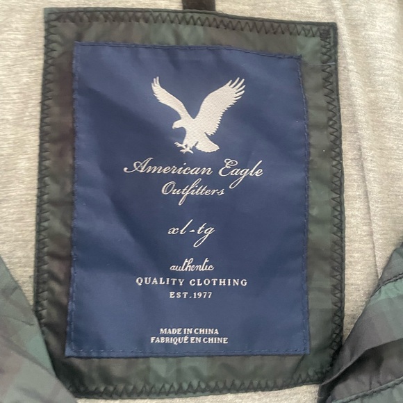 Y2K American Eagle Goose down Plaid Green/Black Women's puffer jacket SizeXL - Picture 4 of 5